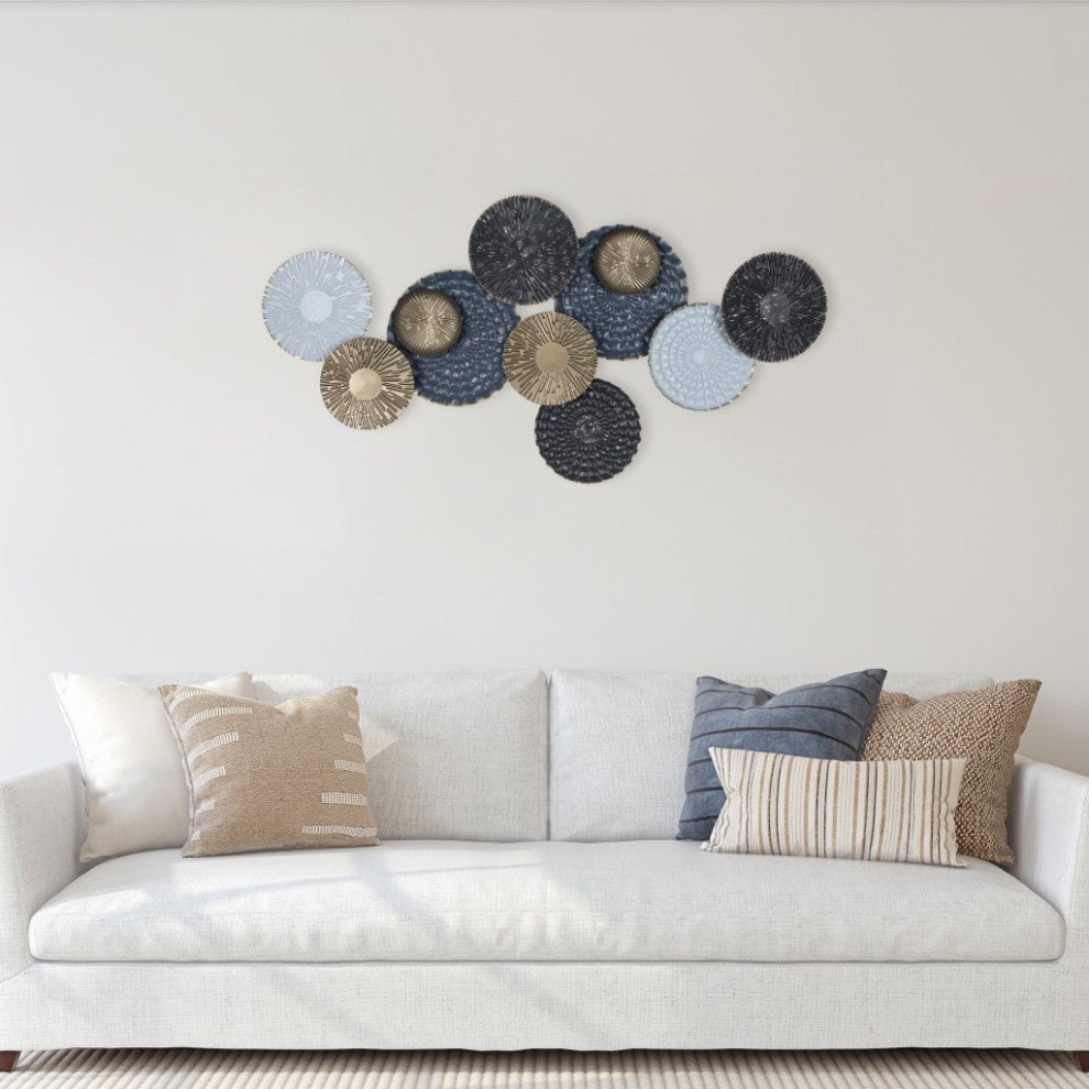 Blue and Gold Metal Plate Wall D"cor