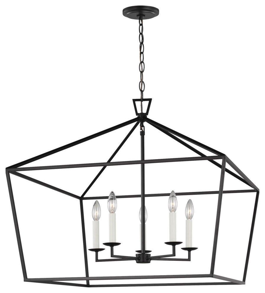 Dianna Five Light Wide Lantern, Midnight Black
