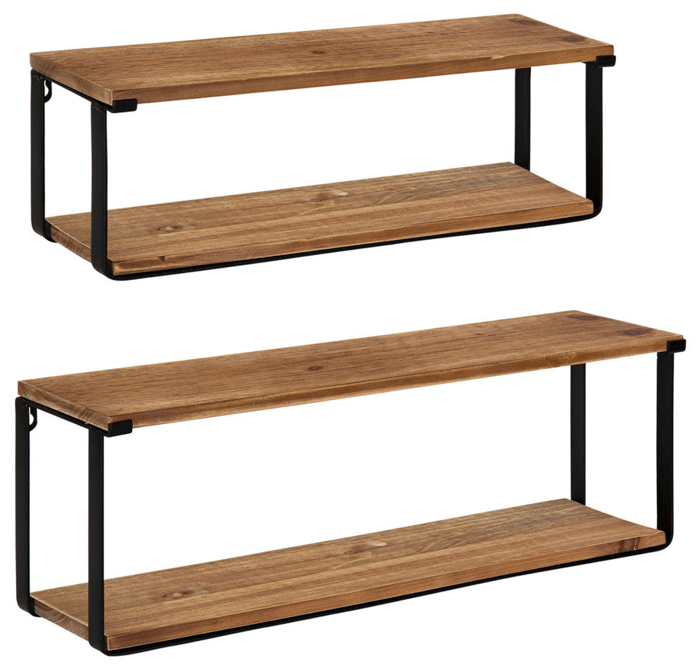 Rustic Dowler Nesting Shelf Set, Rustic Brown/Black 2 Piece