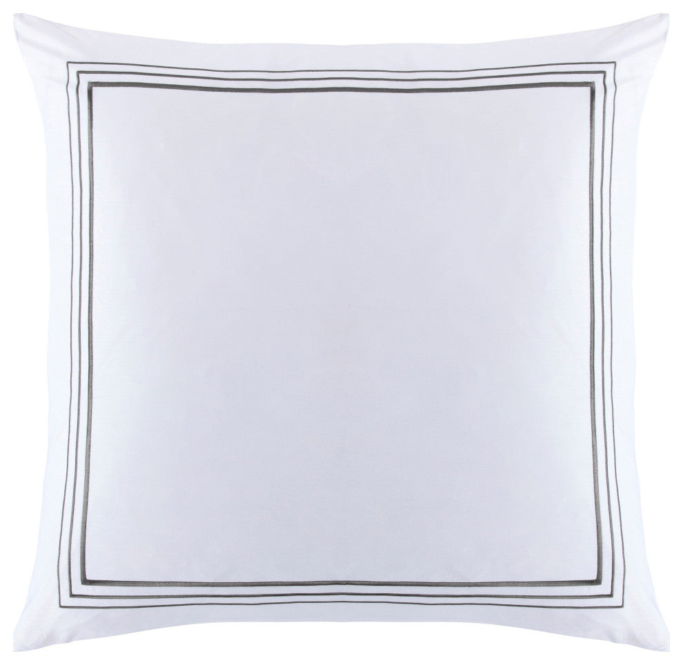 Embroidered Border Euro Sham, 27"x27", Grey