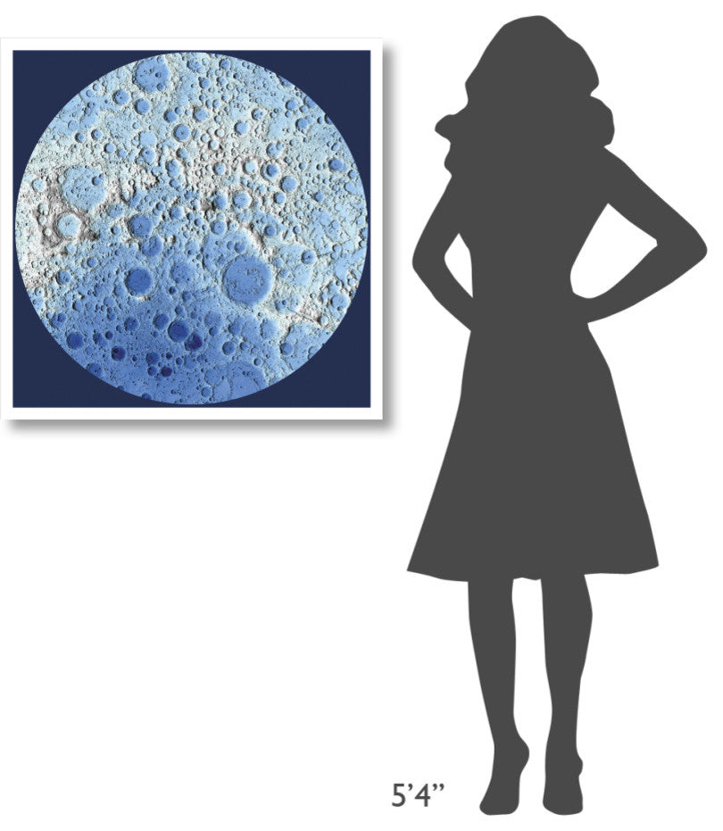 "Unmarked Decorative Topographic Map of the Moon, South Pole" Paper Art, 32"x32"