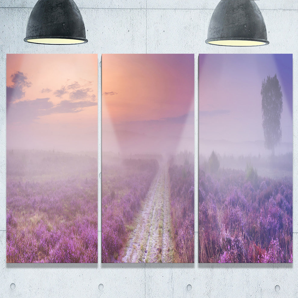 "Path Through Blooming Field" Metal Wall Art, 3 Panels, 36"x28"