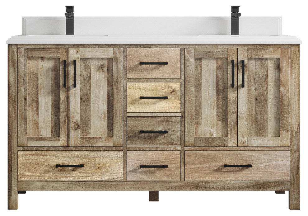 Malibu Mango 60 Double Sink Bathroom Vanity in Natural 1.5" White Quartz