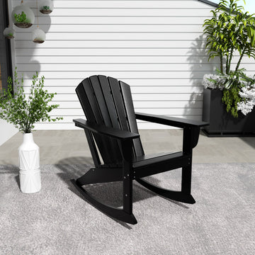 WestinTrends Outdoor Patio Poly Lumber Adirondack Porch Rocking Chair Rocker, Black