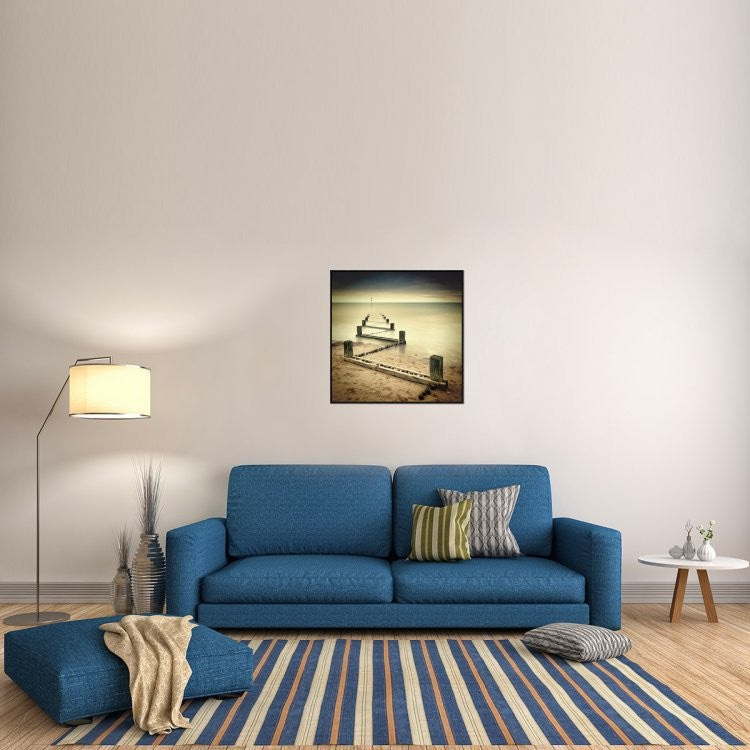 "Beach Memories" Framed Canvas Giclee by Michael Oates, 31x31"