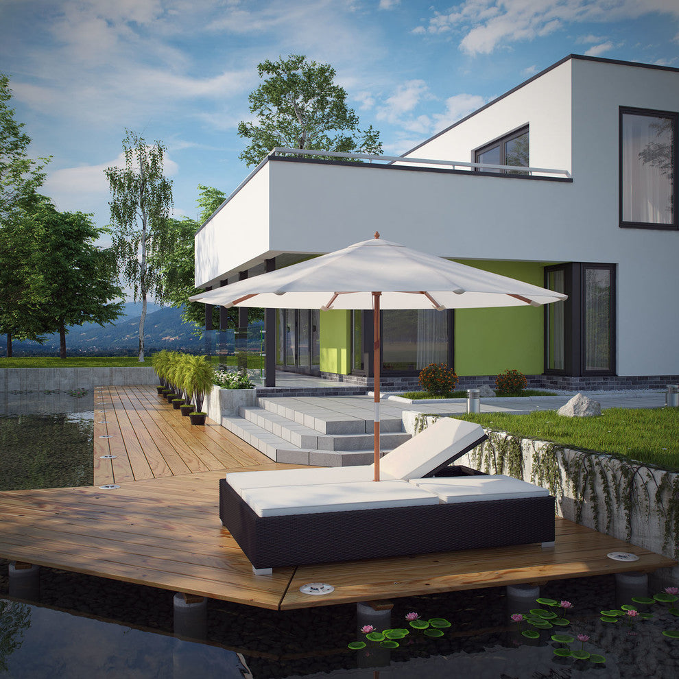 Modern Contemporary Outdoor Patio Rattan and Wicker Chaise Sofa White