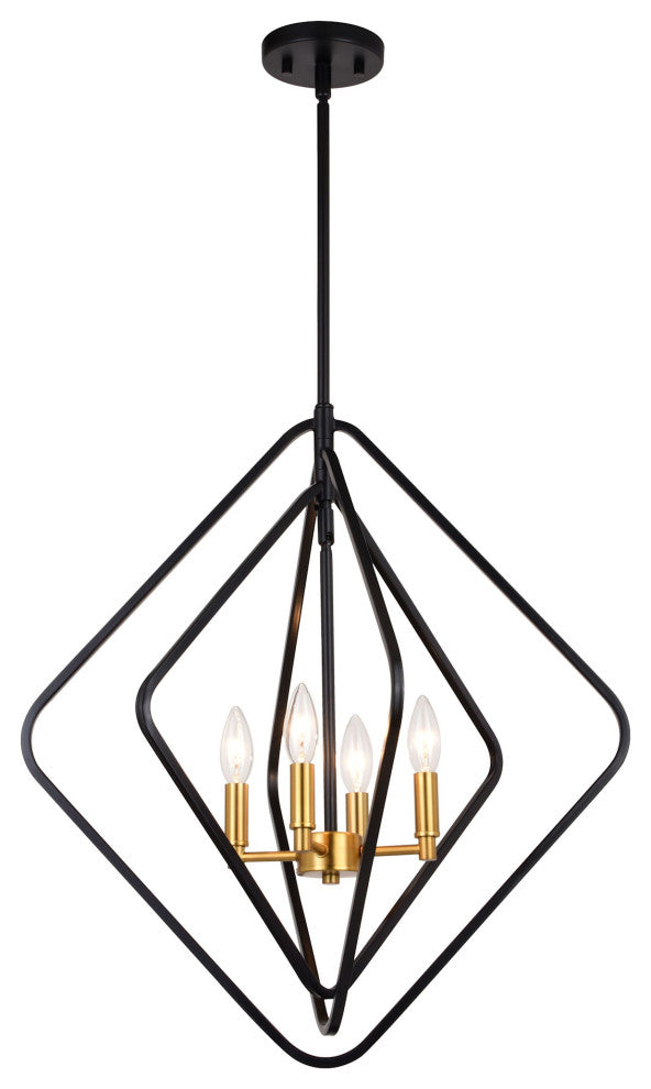Vaxcel Lighting P0389 Brady 4 Light 22"W Candle Style Chandelier - Black /