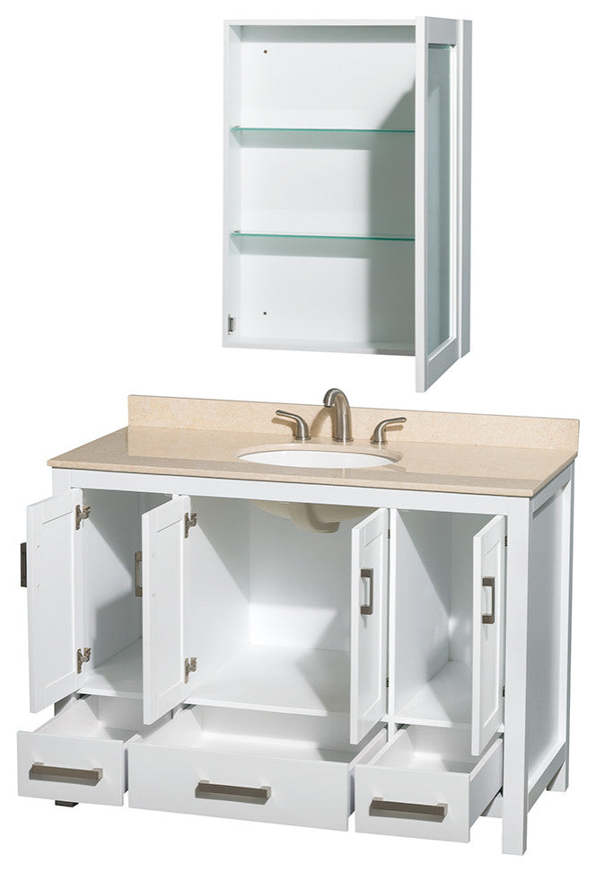 Wyndham WCS141448SWHIVUNOMED White 48 Inch Single Bathroom Vanity