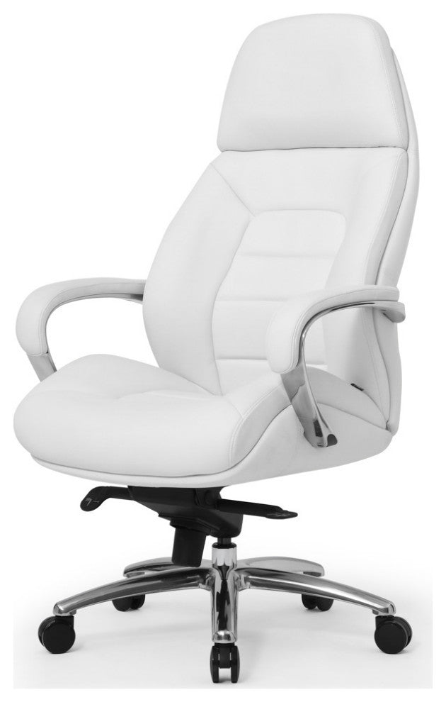 Gates Fully Reclining Adjustable Executive Chair Soft Top Grain Leather, White