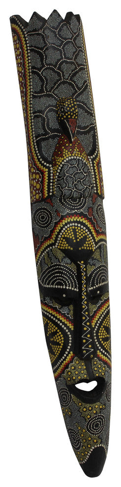 Handmade Tribal Wood Oval Multi-color Face Mask Wall Display Art