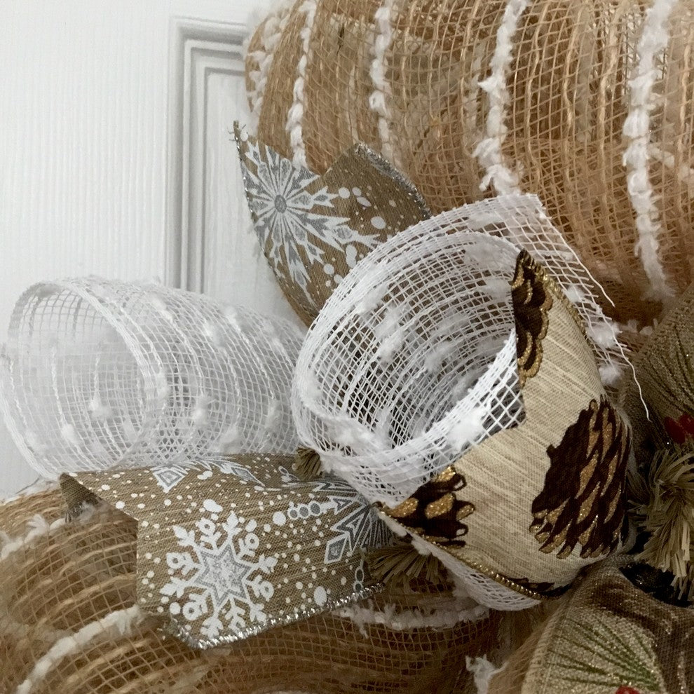 Rustic Woodland Snowman Winter Or Holiday Wreath Handmade Deco Mesh #snowman wre