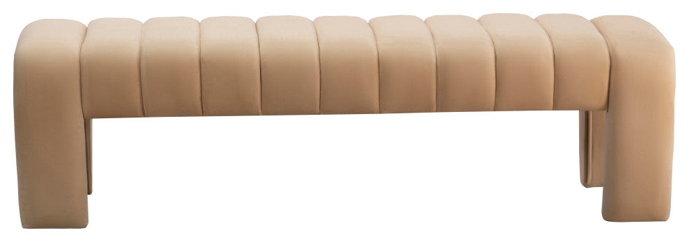 Andaz Velvet Upholstered Bench, Camel