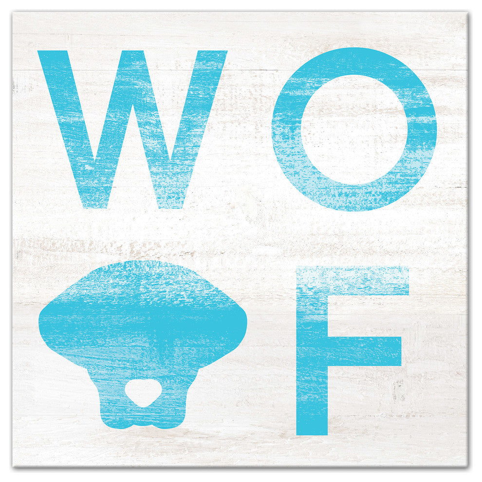 Designs Direct Creative Group Woof Distressed Blue 20x20 Canvas Wall Art