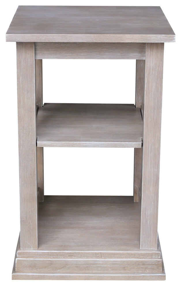 Hampton Accent Table With Shelves, Washed Gray Taupe