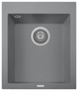 One Series 16" Drop-In Single-Bowl Granite Bar Sink, Titanium, Drop-in