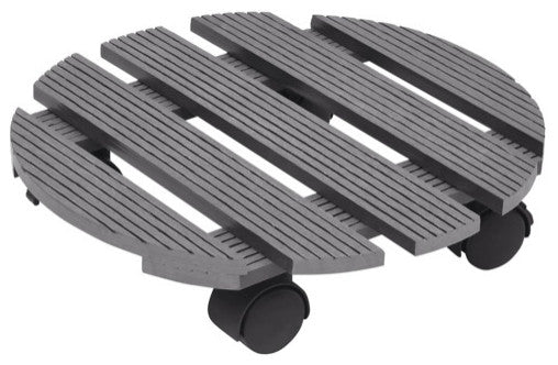 vidaXL Plant Caddy Dolly with Lockable Castors Rolling Plant Stand Gray WPC