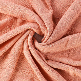 Checkered Weave Throw Blanket with Fringe, Coral Pink