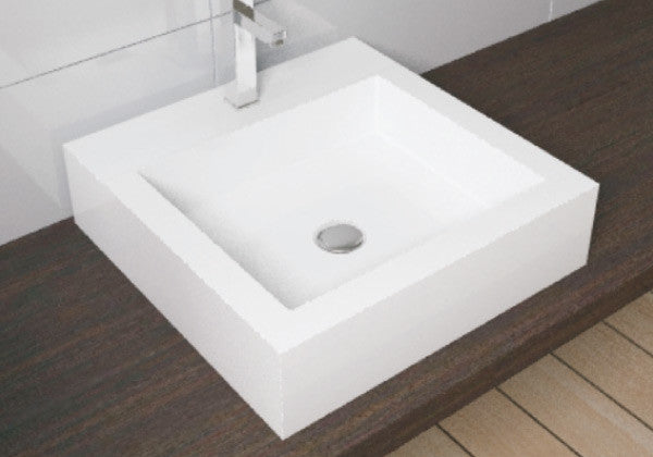 Badeloft Stone Resin Countertop Sink, Matte White, Small