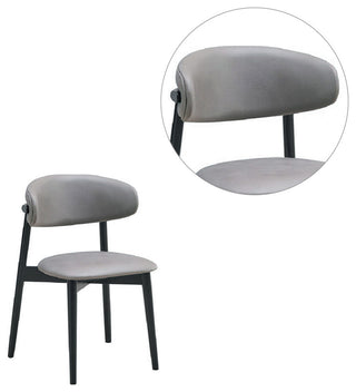 Set of 2 Upholstered Side Chairs in Gray and Black