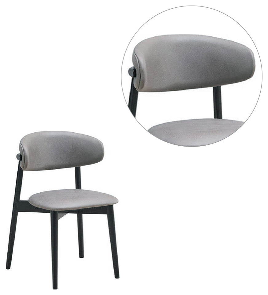 Set of 2 Upholstered Side Chairs in Gray and Black
