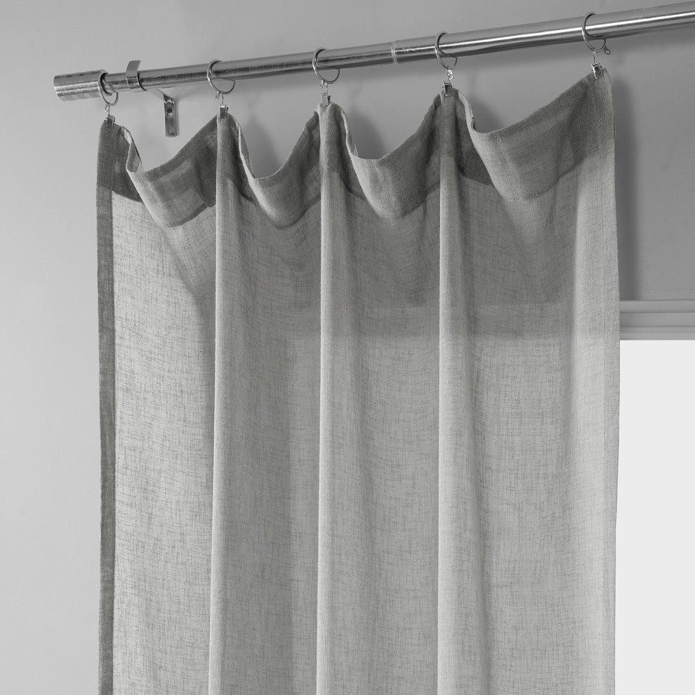 Solid FauxLinen Sheer Curtain, Single Panel, Paris Gray, 50"x96"