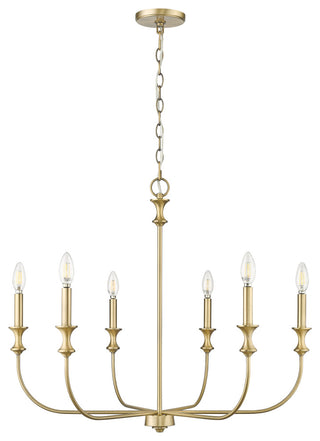 6 Light 28.25 in. Vintage Brass Chandelier