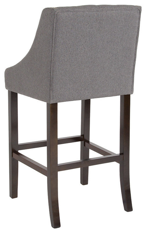 Carmel Series 30" High Tufted Walnut Barstool, Dark Gray Fabric