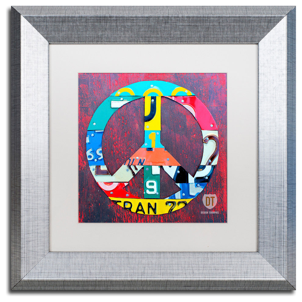 "Peace" Silver Framed Canvas Art by Design Turnpike, 11"x11"