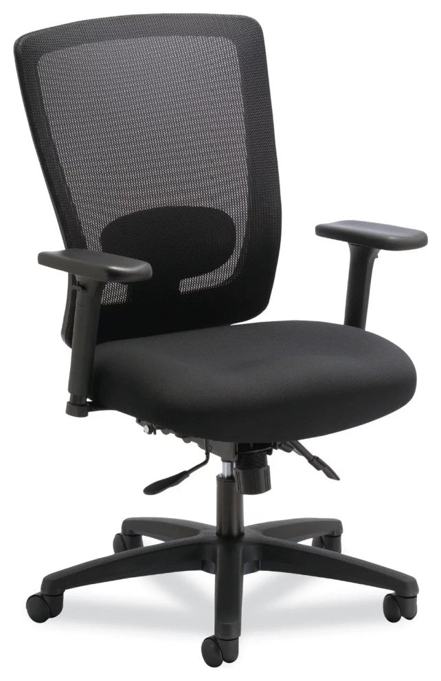 Multifunctional Office Chair, Contoured Seat With Comfortable Mesh Back, Black