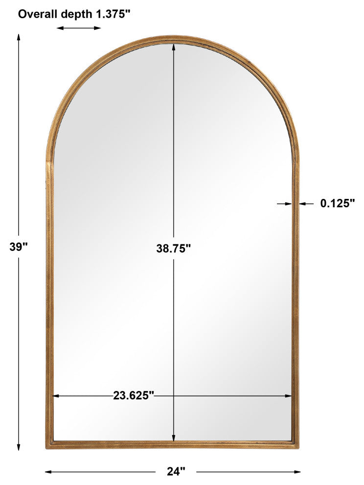 39" Transitional Gold Arched Mirror