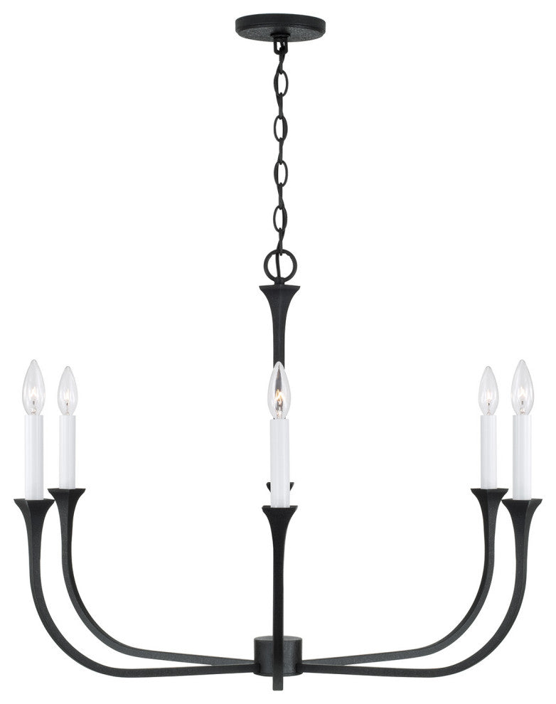 Capital Lighting 452361 Decklan 6 Light 32"W Taper Candle Style - Black Iron