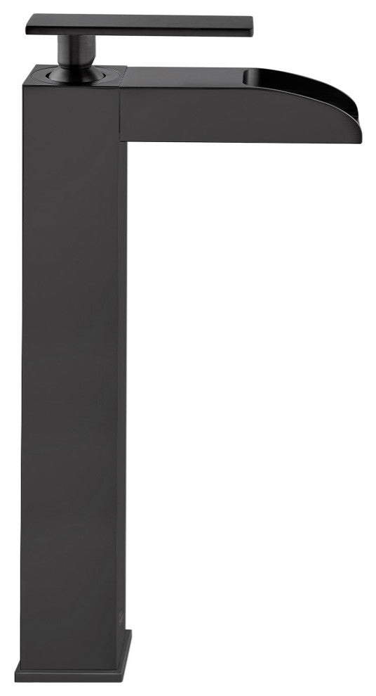 Concorde Single HoleHigh Arc Waterfall Bathroom Faucet, Matte Black