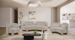 Daphne Upholstered Chair/Loveseat/Sofa, Beige, Chenille Fabric, Loveseat