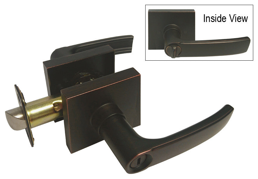 Square Contemporary Door Lever, Style 8048, Dark Oil Rubbed Bronze, Privacy