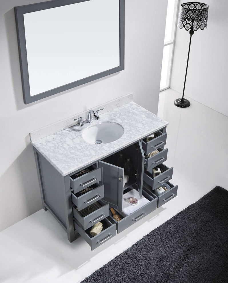 Caroline Avenue 48" Single Bathroom Vanity Set Gray, Marble Top
