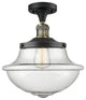 Large Oxford 1-Light Semi-Flush Mount, Black Antique Brass, Seedy