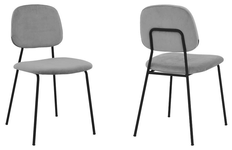 Lucy Grey Velvet and Metal Dining Room Chairs - Set of 2