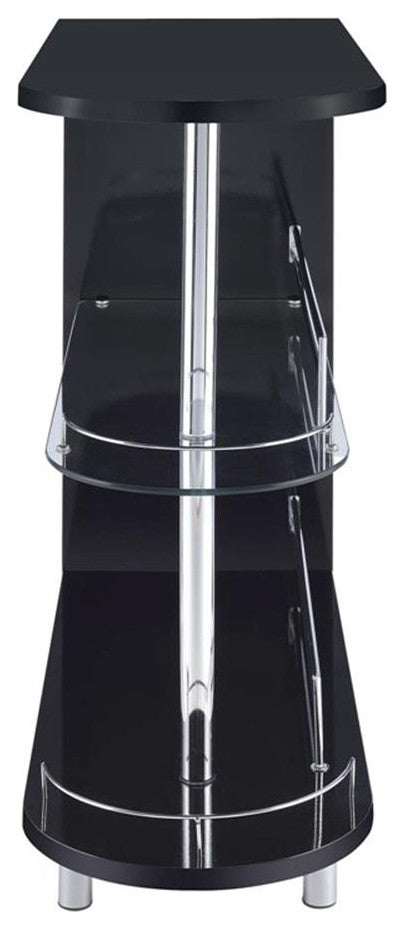 Coaster Bar Table in Glossy Black and Chrome Metal
