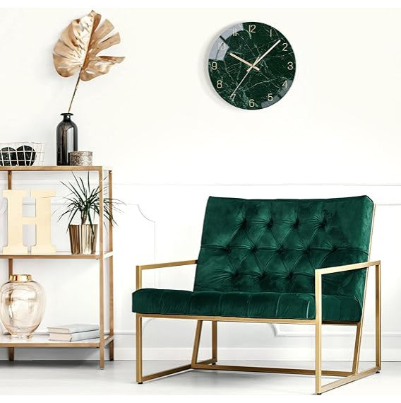 Glass Wall Clock Silent Non Ticking Wall Clock- 12" Quality Quartz Battery