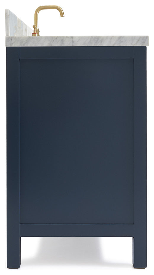 Ariel Cambridge 43" Oval Sink Midnight Blue Vanity, No Mirror Carrara Marble Top