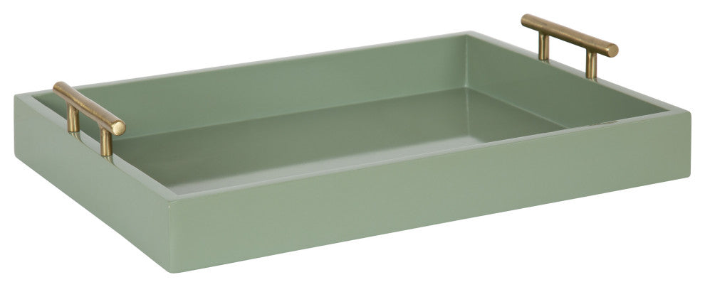 Lipton Decorative Wood Tray With Metal Handles, Green, 16.5"x12.25"