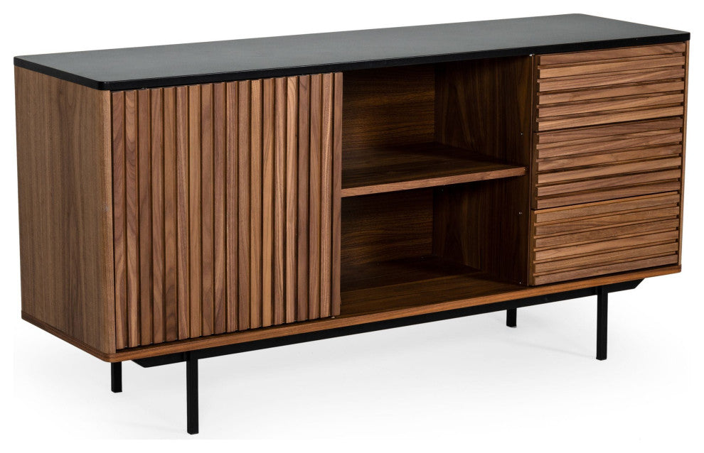 Modrest Maggie Modern Walnut and Grey Buffet