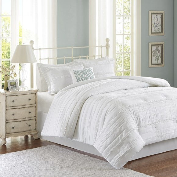 Madison Park Celeste 5 Piece Comforter Set in White