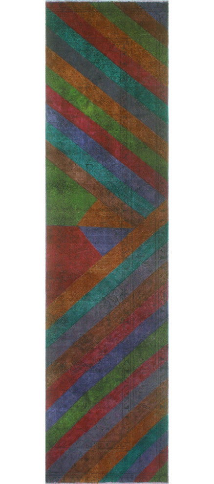 Vintage Overdyed Yelitza Purple/Charcoal Runner, 3'0 x 12'7