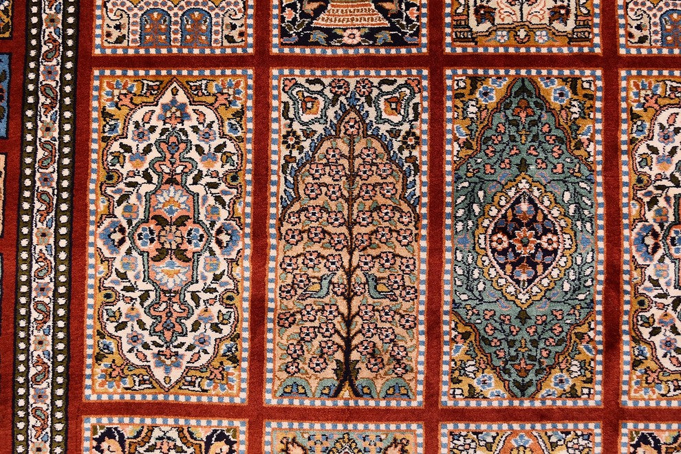 6'x4' Red Tabriz Pure Silk Area Rug Carpet Tree of Life Oriental Hand Knotted