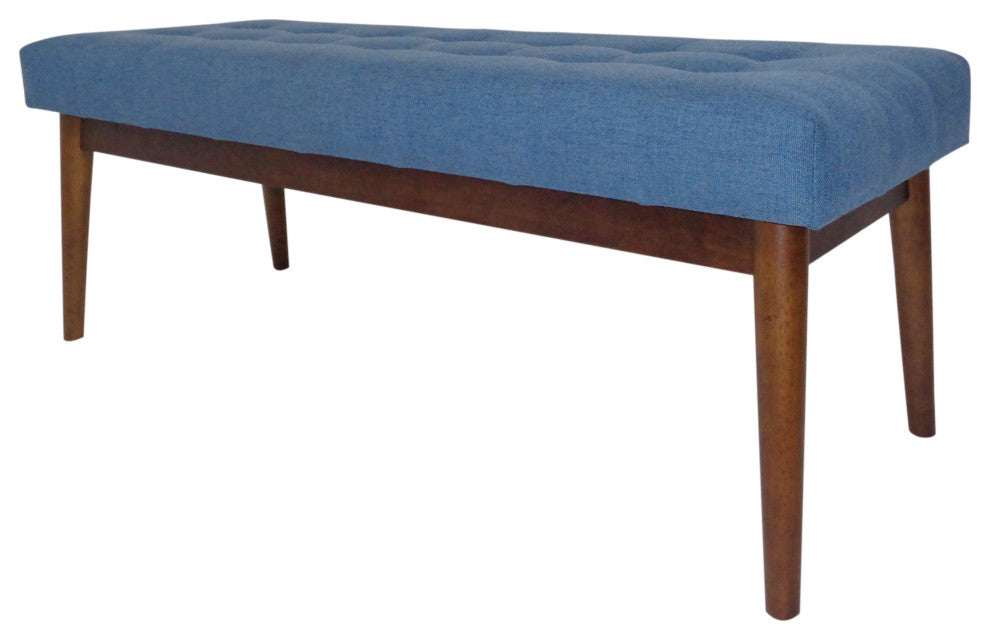 GDF Studio Flora Mid Century Tufted Fabric Ottoman, Blue