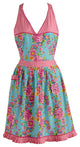 Blue Floral and Pink Polka Dot Vintage Apron