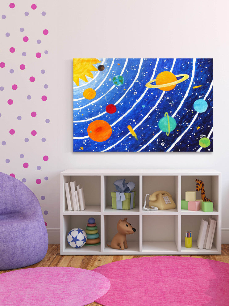 Marmont Hill, "Solar System Blue" by Nicola Joyner on Wrapped Canvas, 45x30