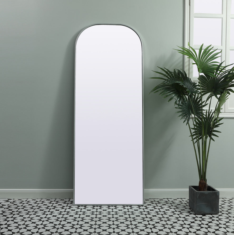 Metal Frame Arch Full Length Mirror 28X74 Inch, Silver