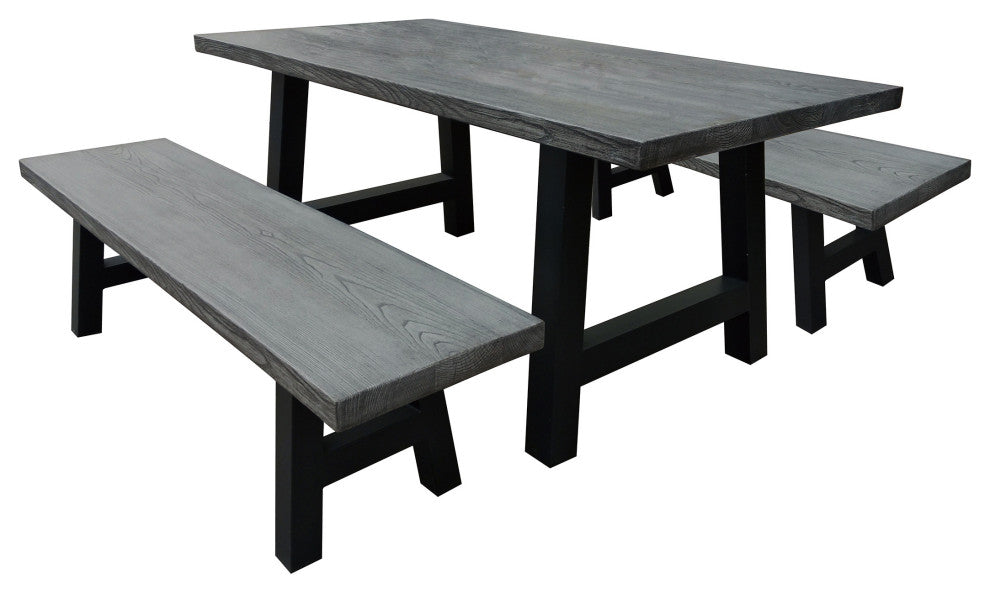 GDF Studio 3-Piece Keira Indoor Light Weight Concrete Picnic Set, Natural Gray